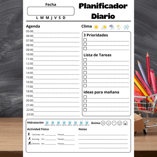 Planificador Diario - IDP Plantilla Editable de Planificador Diario con Registro de Actividad Física en Canva