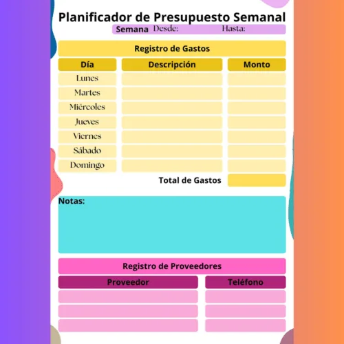 Planificador de presupuesto semanal 1 - IDP Plantilla Editable de Planificador de Presupuesto Semanal en Canva