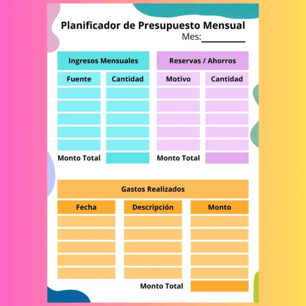 Plantilla Editable de Planificador de Presupuesto Mensual en Canva